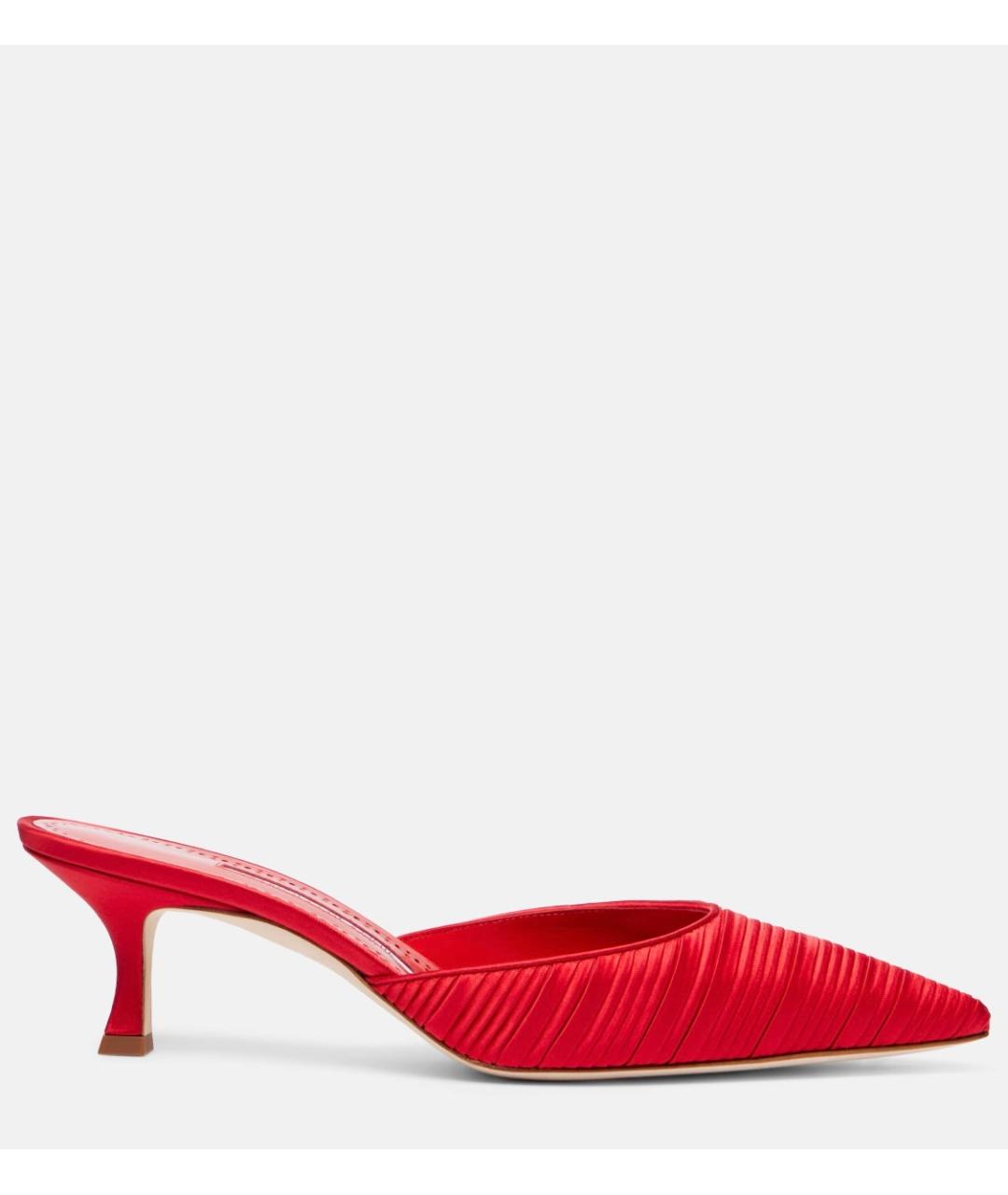 MANOLO BLAHNIK Красные текстильные мюли, фото 6