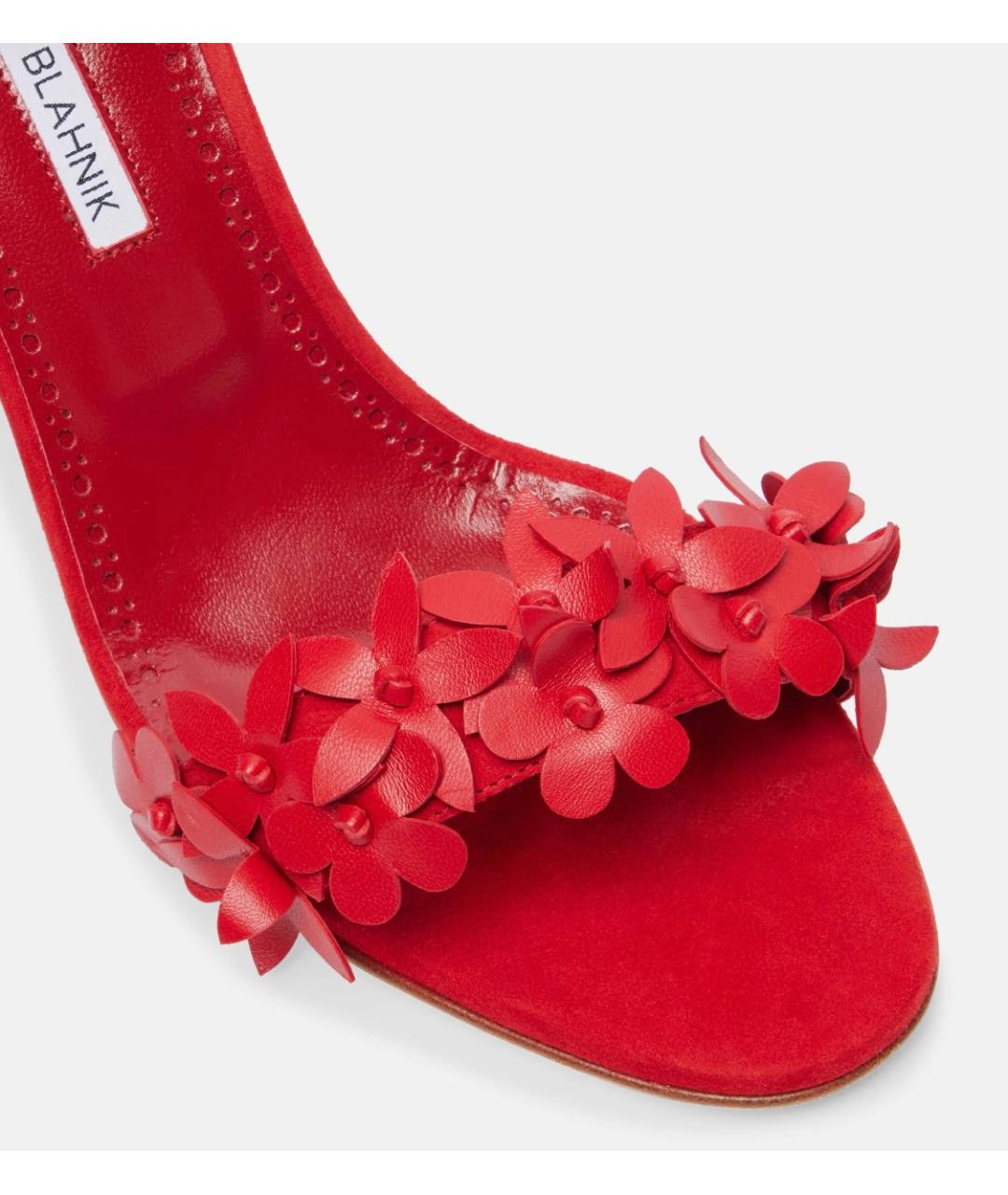 MANOLO BLAHNIK Красные кожаные босоножки, фото 4
