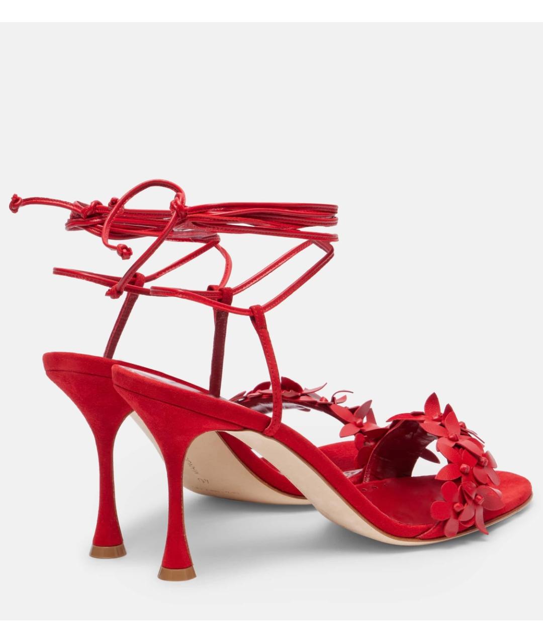 MANOLO BLAHNIK Красные кожаные босоножки, фото 3