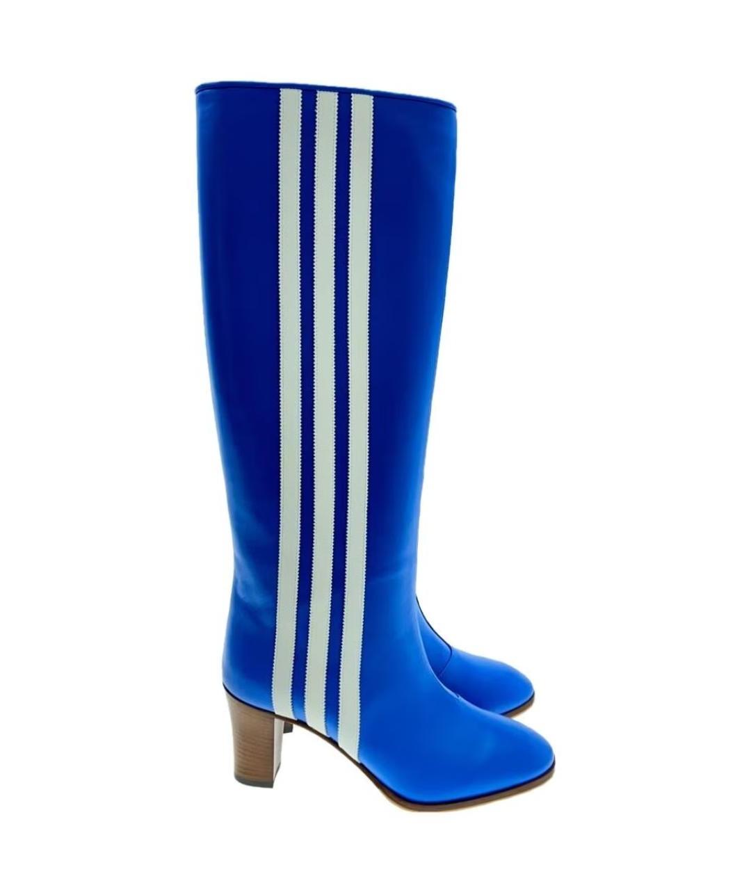 GUCCI Синие кожаные сапоги, фото 7