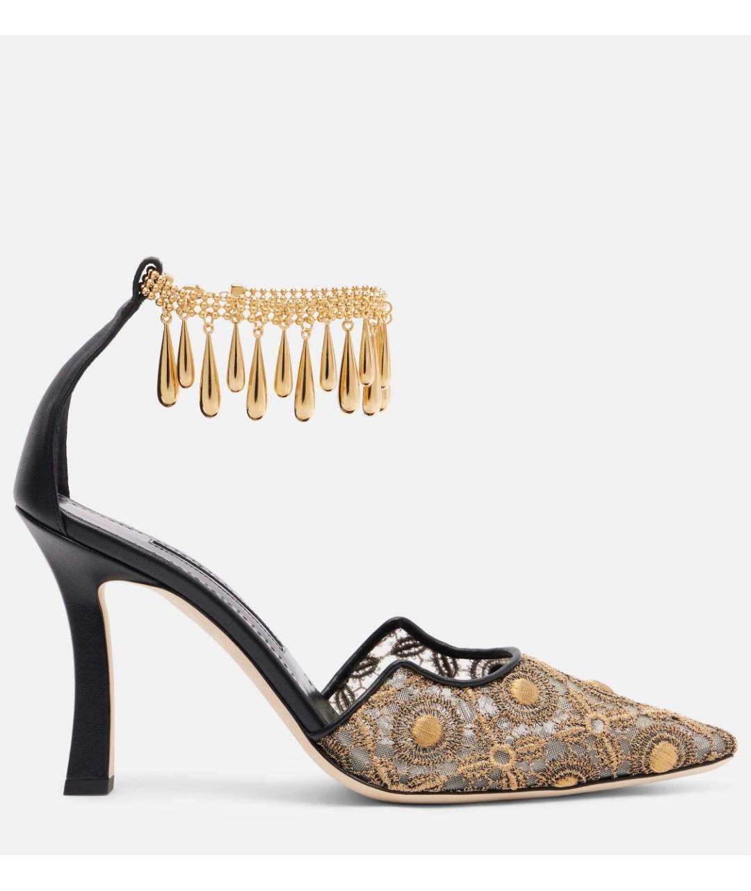 MANOLO BLAHNIK Золотые текстильные туфли, фото 6