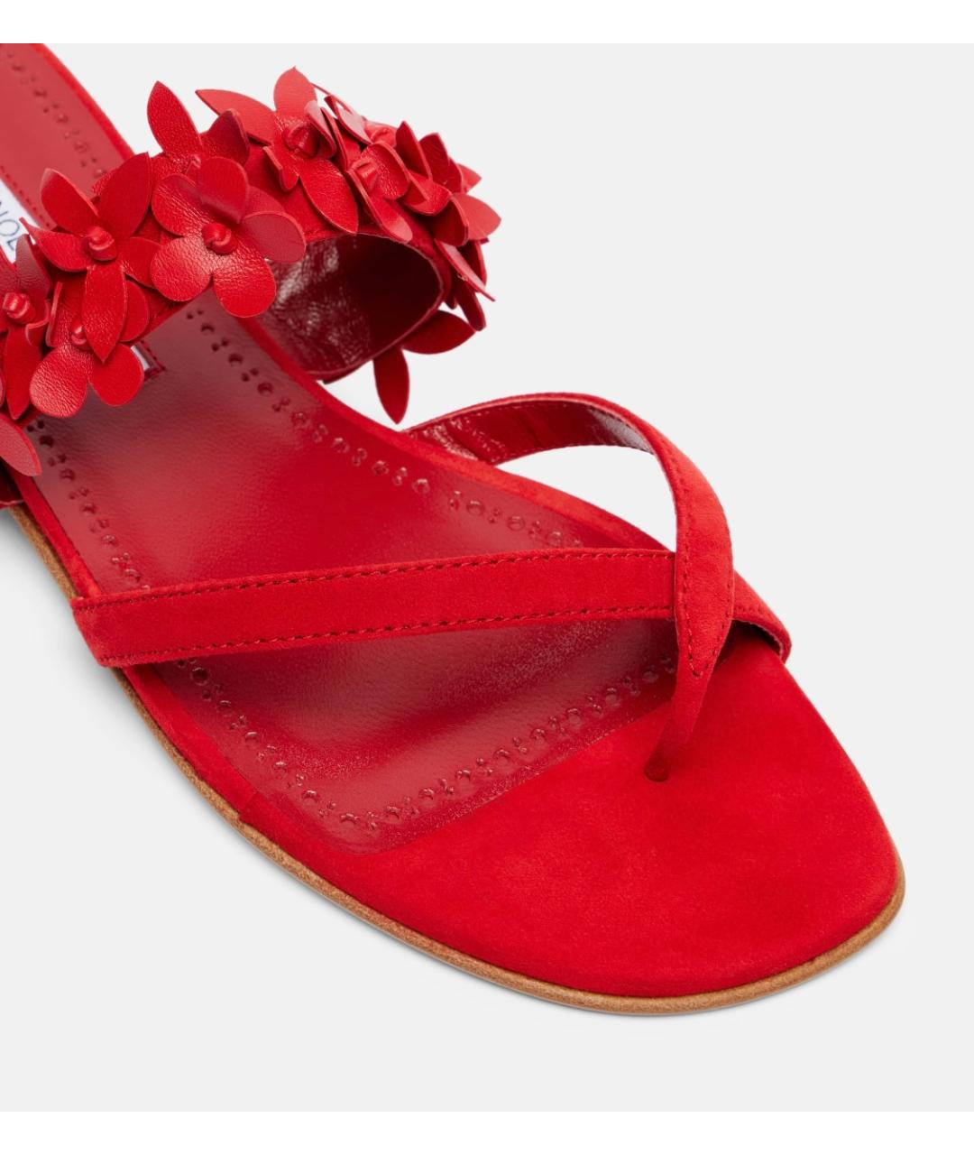 MANOLO BLAHNIK Красные замшевые сандалии, фото 3