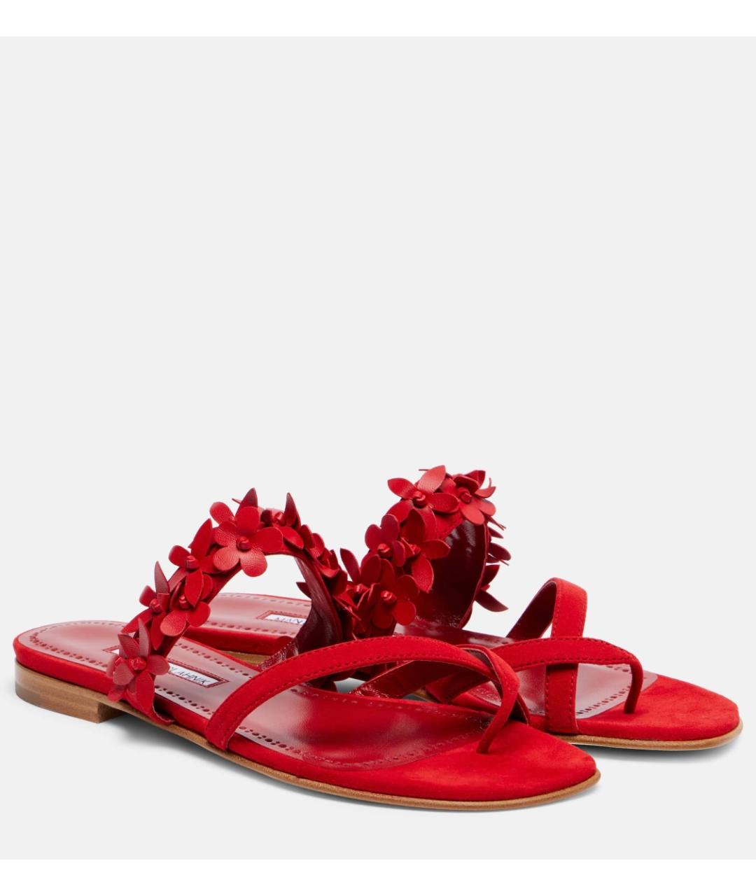 MANOLO BLAHNIK Красные замшевые сандалии, фото 2