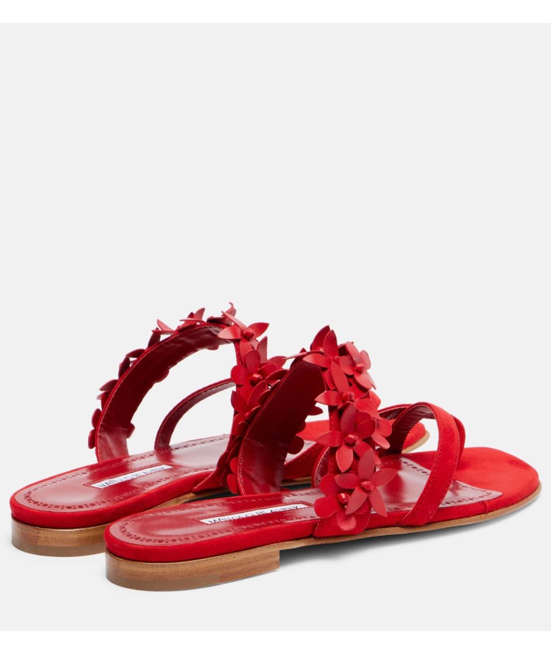 MANOLO BLAHNIK Красные замшевые сандалии, фото 4