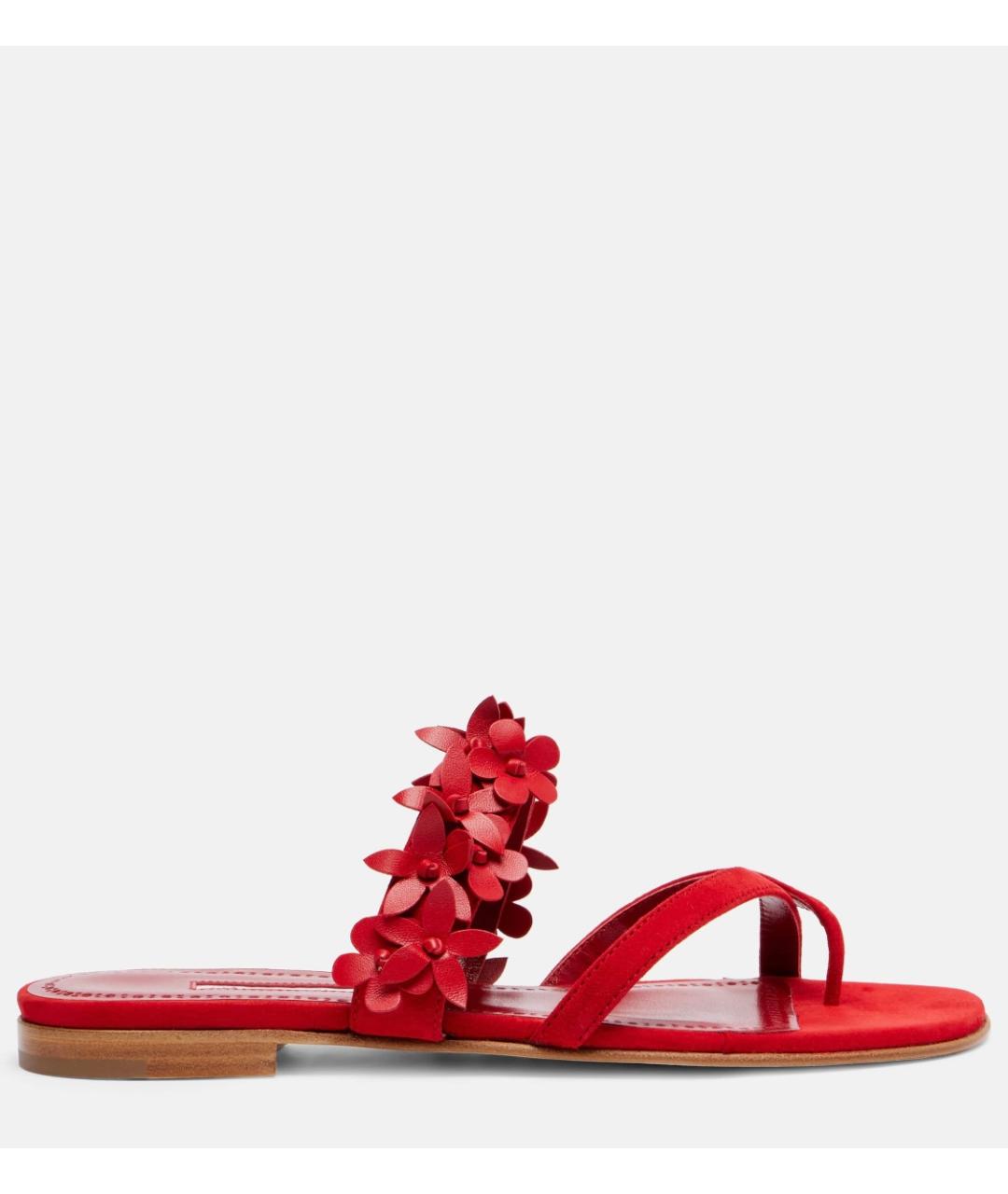 MANOLO BLAHNIK Красные замшевые сандалии, фото 6