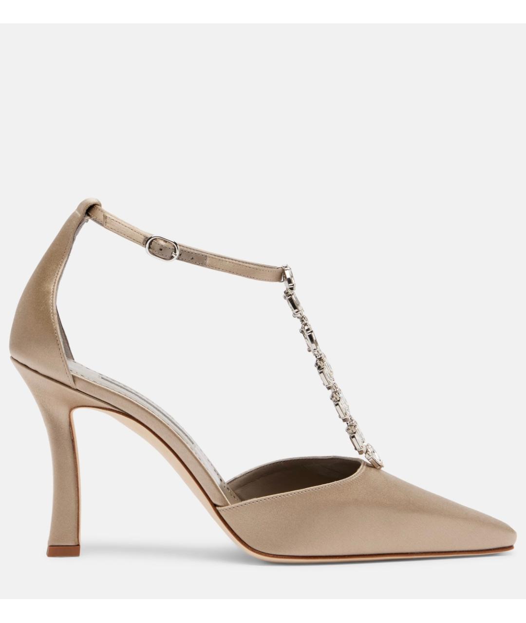 MANOLO BLAHNIK Бежевые текстильные туфли, фото 6