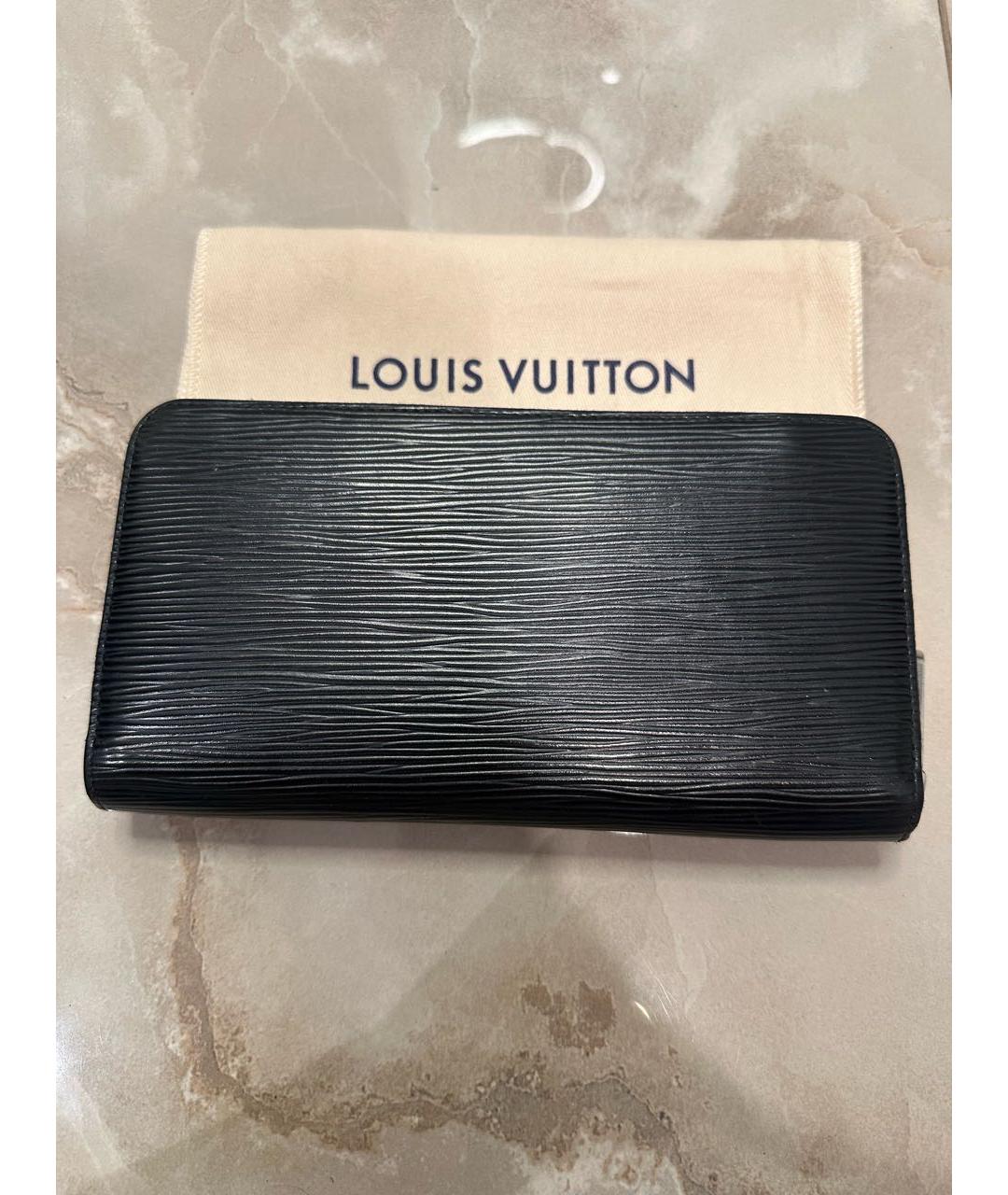 LOUIS VUITTON Черный кожаный кошелек, фото 3