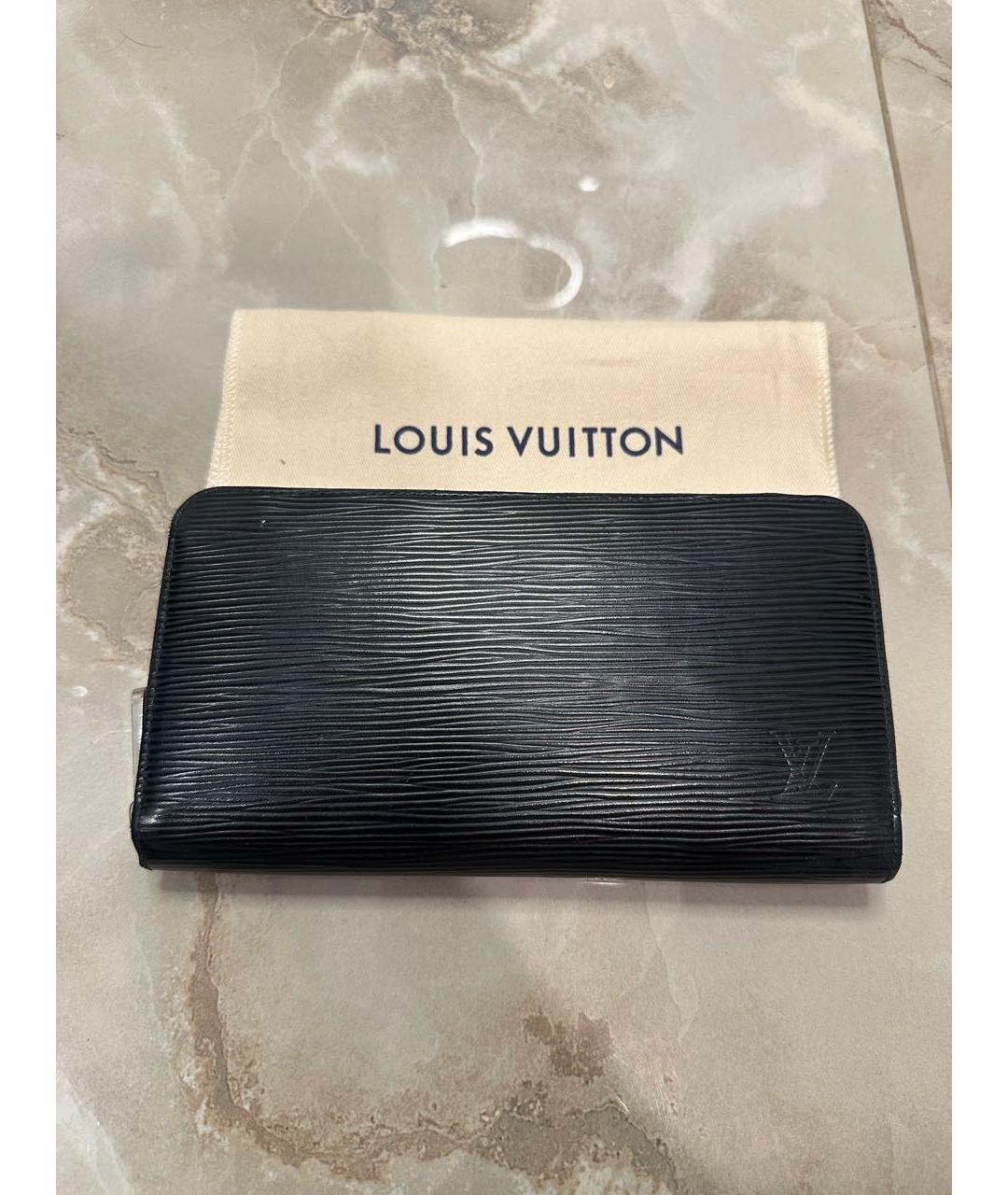 LOUIS VUITTON Черный кожаный кошелек, фото 2