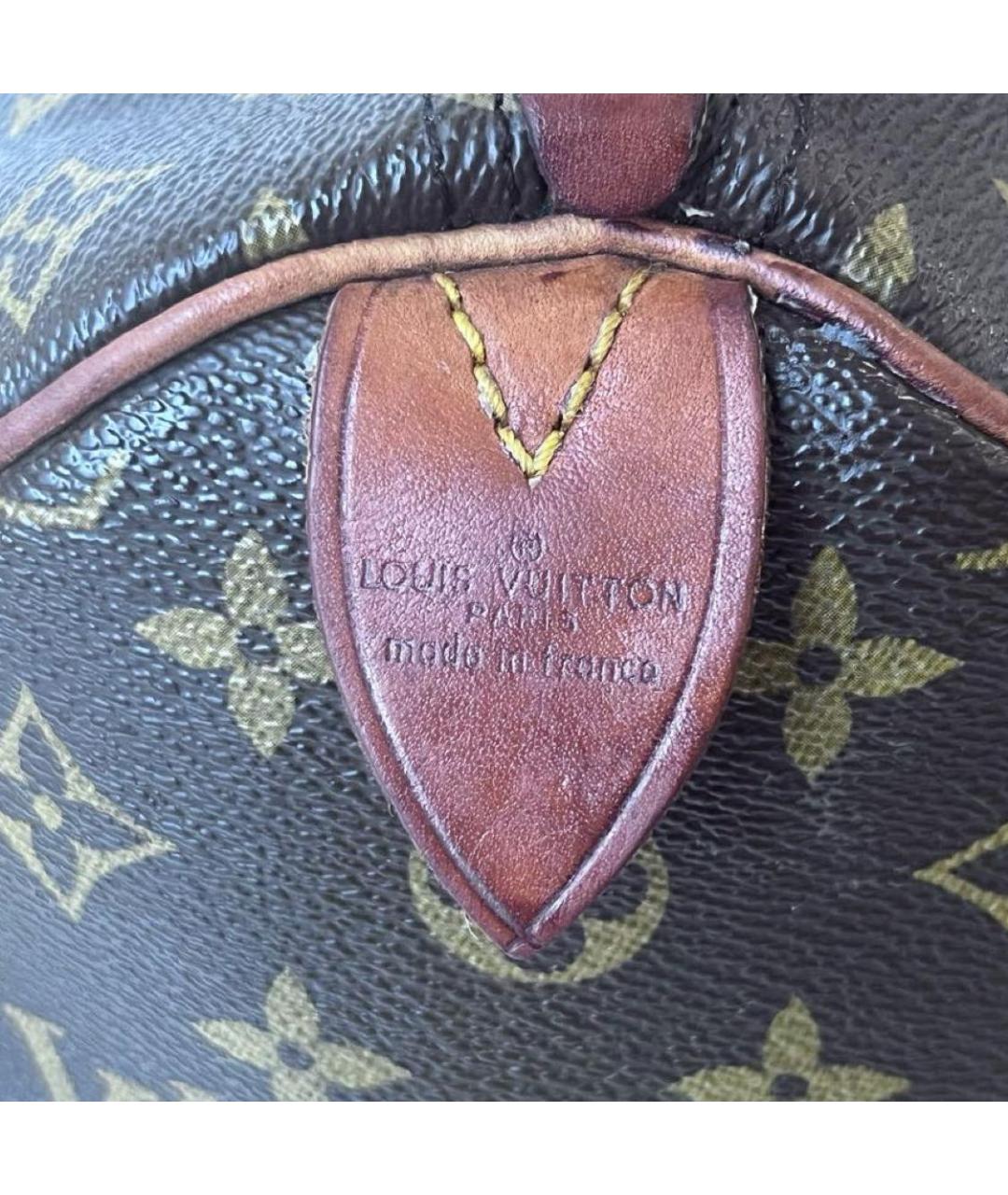 LOUIS VUITTON Коричневая кожаная сумка с короткими ручками, фото 4