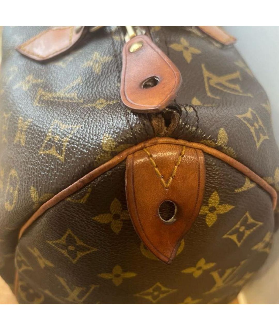 LOUIS VUITTON Коричневая кожаная сумка с короткими ручками, фото 3