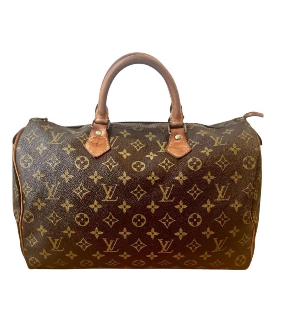 LOUIS VUITTON Коричневая кожаная сумка с короткими ручками, фото 9