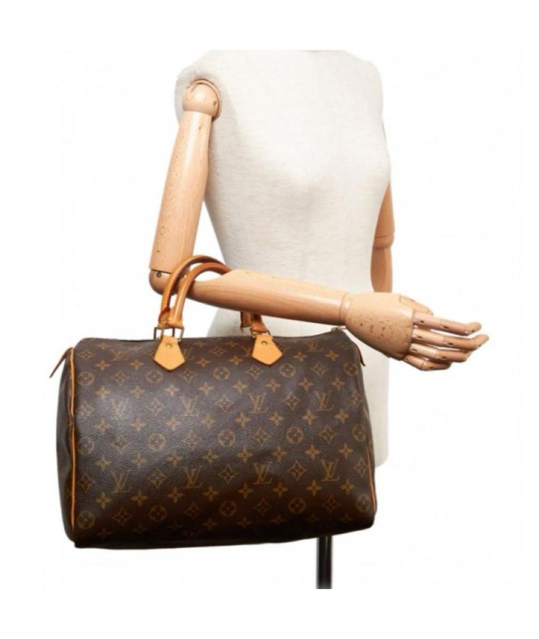 LOUIS VUITTON Коричневая кожаная сумка с короткими ручками, фото 8