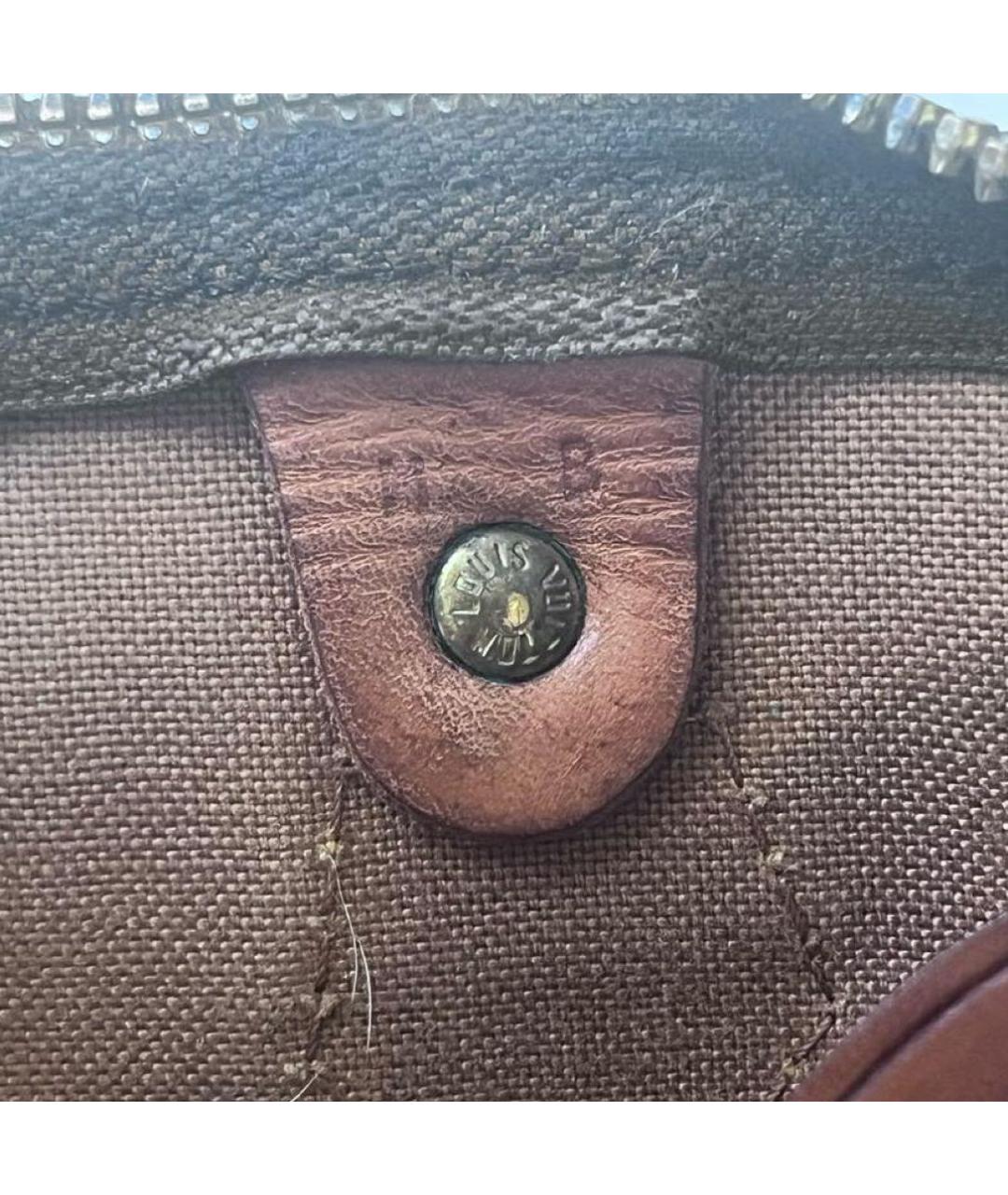 LOUIS VUITTON Коричневая кожаная сумка с короткими ручками, фото 7