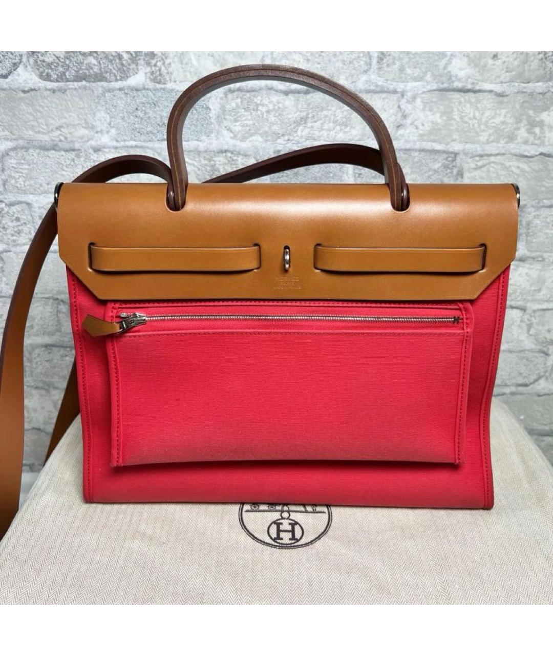 HERMES Красная тканевая сумка через плечо, фото 2