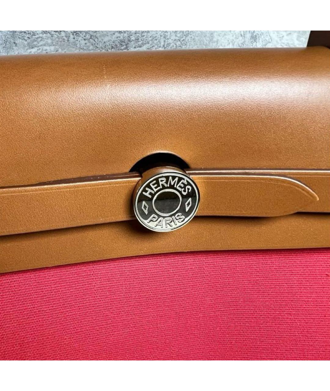 HERMES Красная тканевая сумка через плечо, фото 4