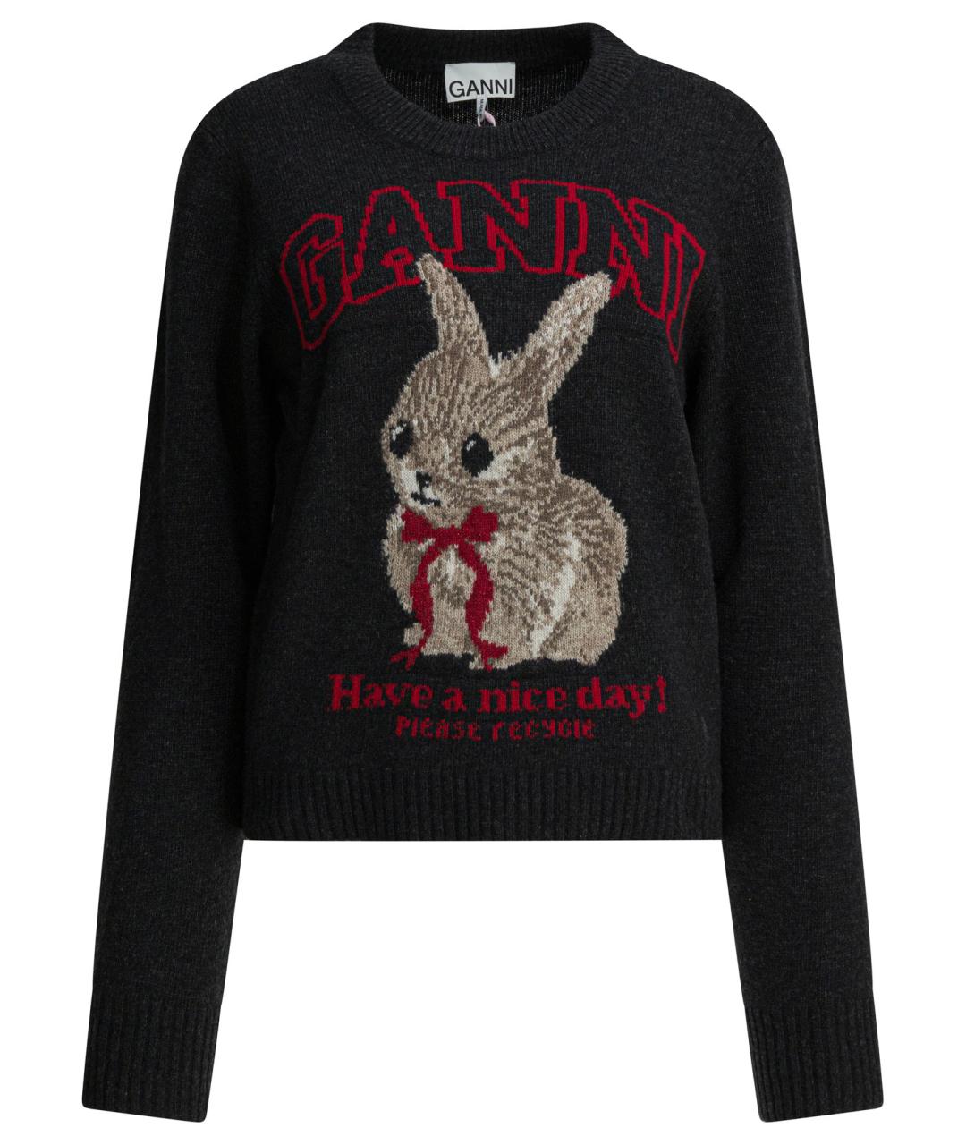 GANNI Черный шерстяной джемпер / свитер, фото 1
