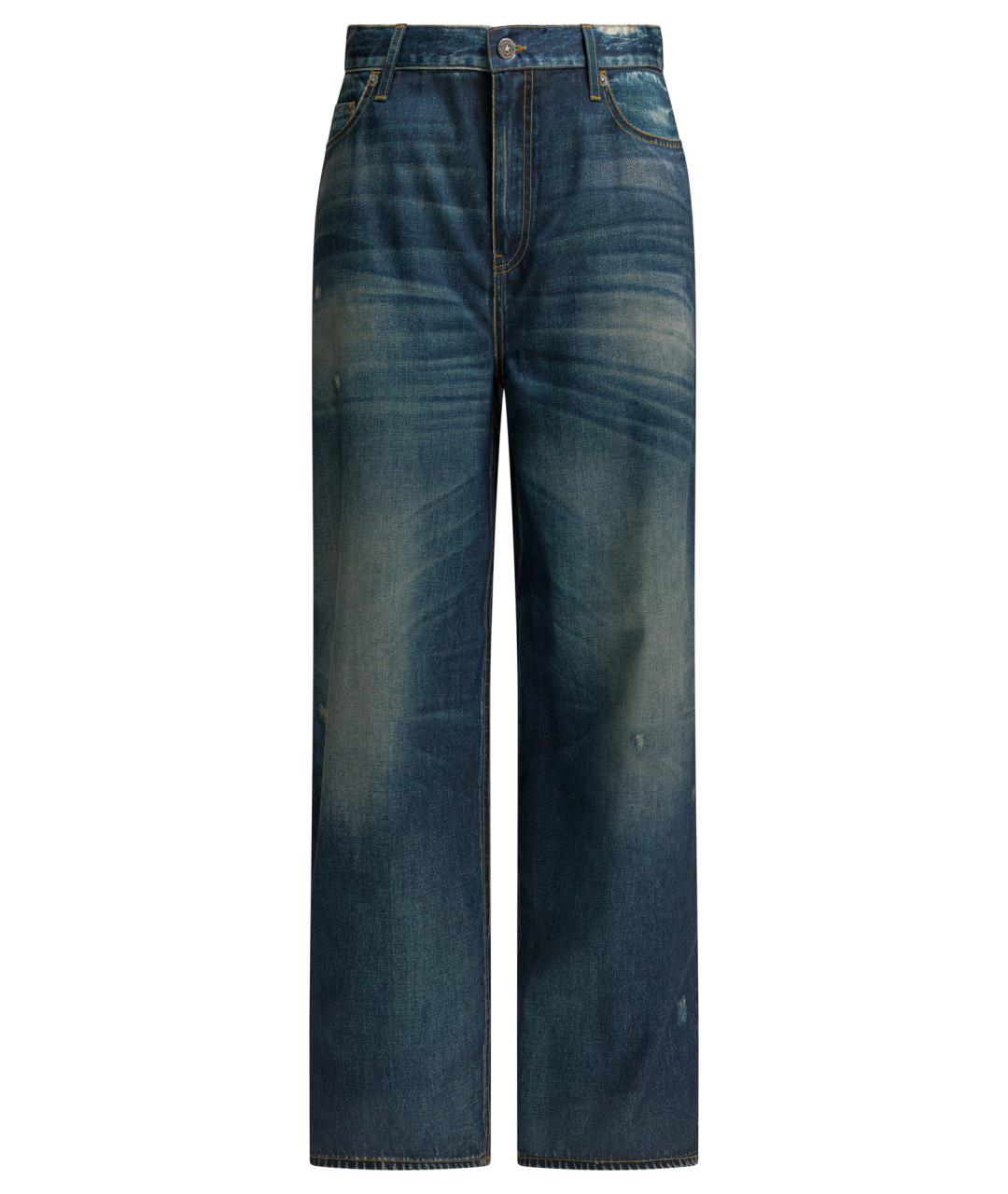 GOLDEN GOOSE DELUXE BRAND Синие хлопко-полиэстеровые прямые джинсы, фото 1