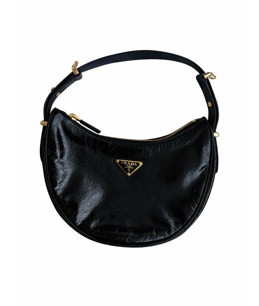 PRADA Черная сумка с короткими ручками из лакированной кожи, фото 1