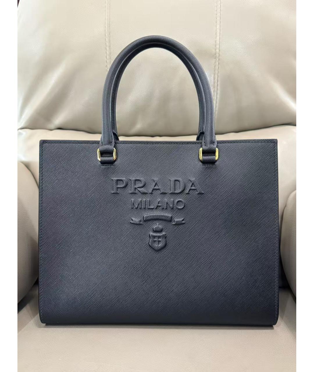 PRADA Черная кожаная сумка тоут, фото 9