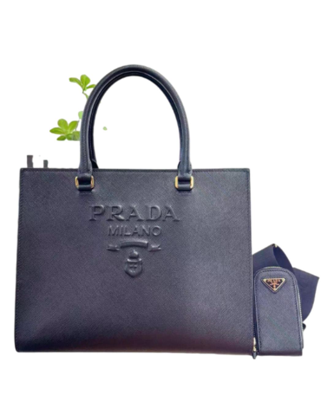 PRADA Черная кожаная сумка тоут, фото 2