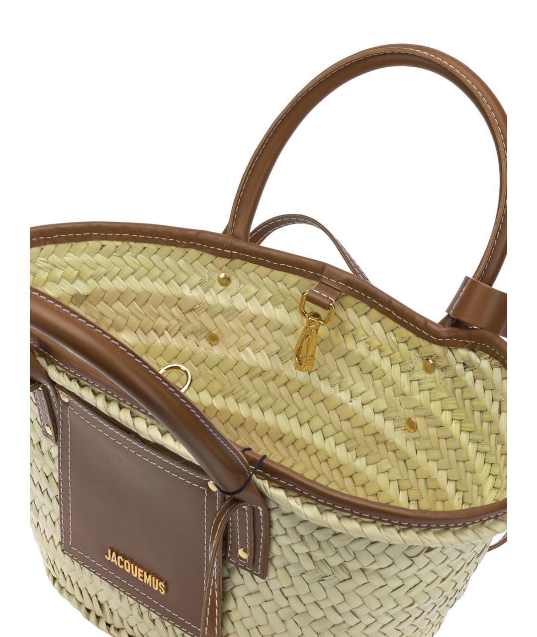JACQUEMUS Бежевая кожаная сумка тоут, фото 5