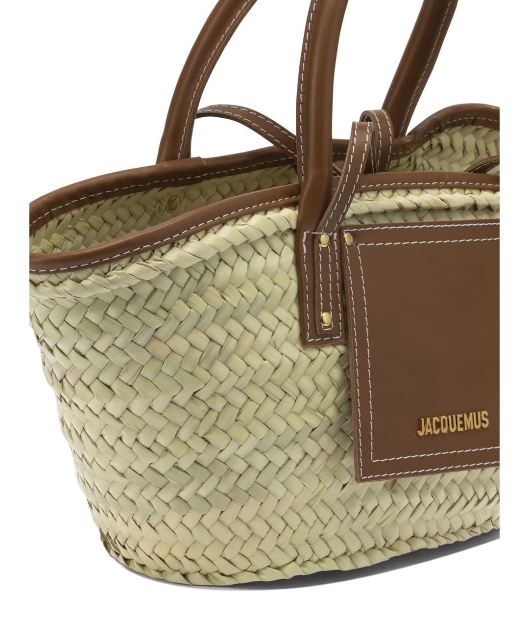 JACQUEMUS Бежевая кожаная сумка тоут, фото 4