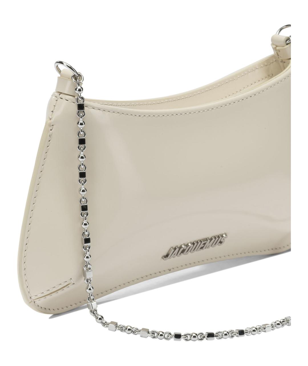 JACQUEMUS Белая кожаная сумка через плечо, фото 4