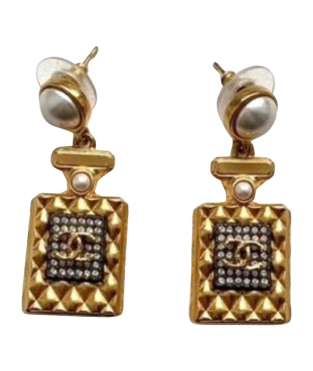 CHANEL Золотые металлические серьги, фото 1