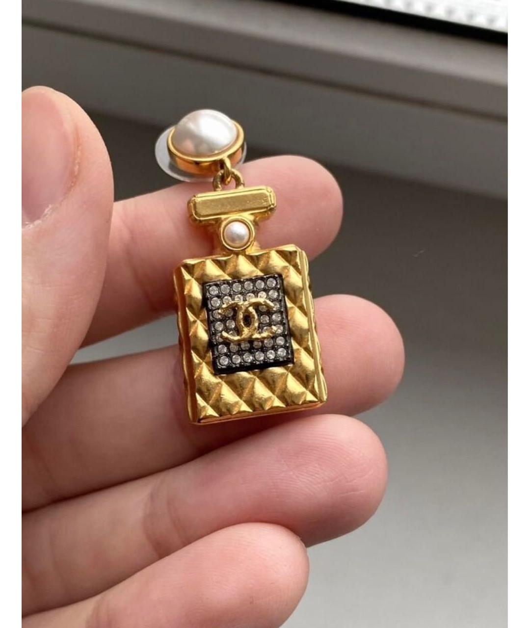 CHANEL Золотые металлические серьги, фото 3