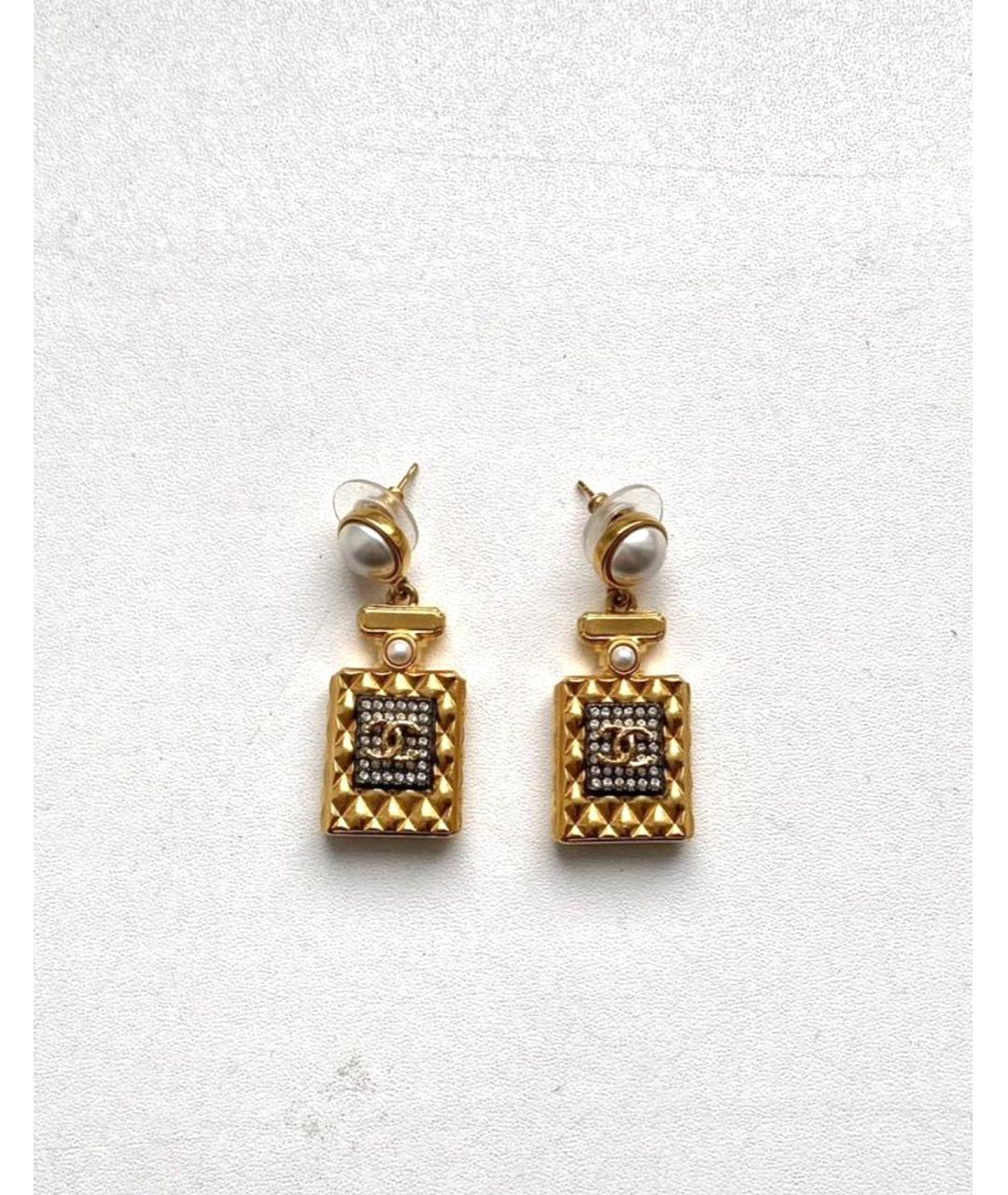 CHANEL Золотые металлические серьги, фото 6