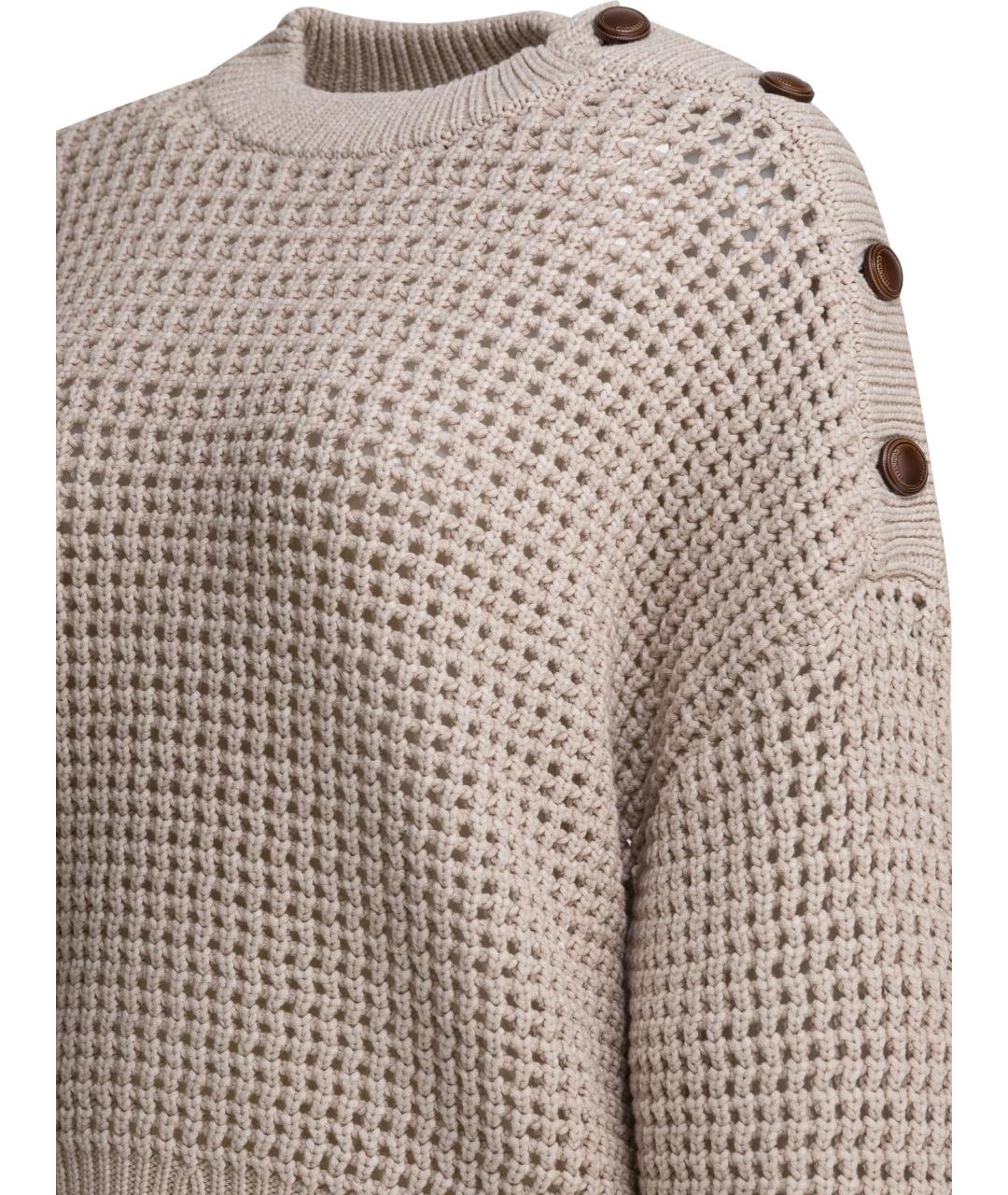 BRUNELLO CUCINELLI Бежевый хлопковый джемпер / свитер, фото 4