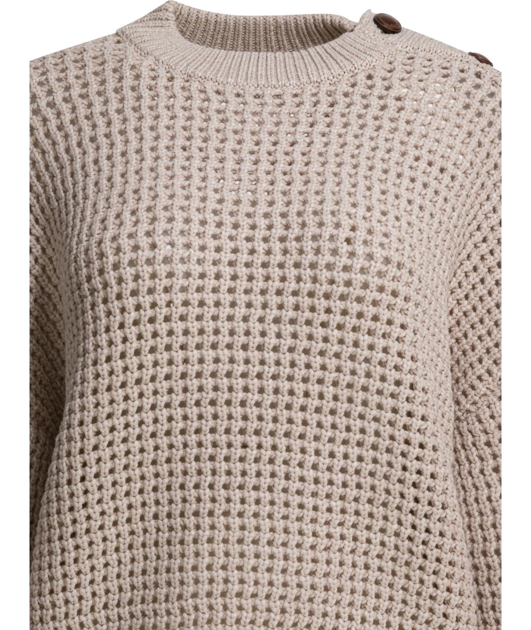 BRUNELLO CUCINELLI Бежевый хлопковый джемпер / свитер, фото 3