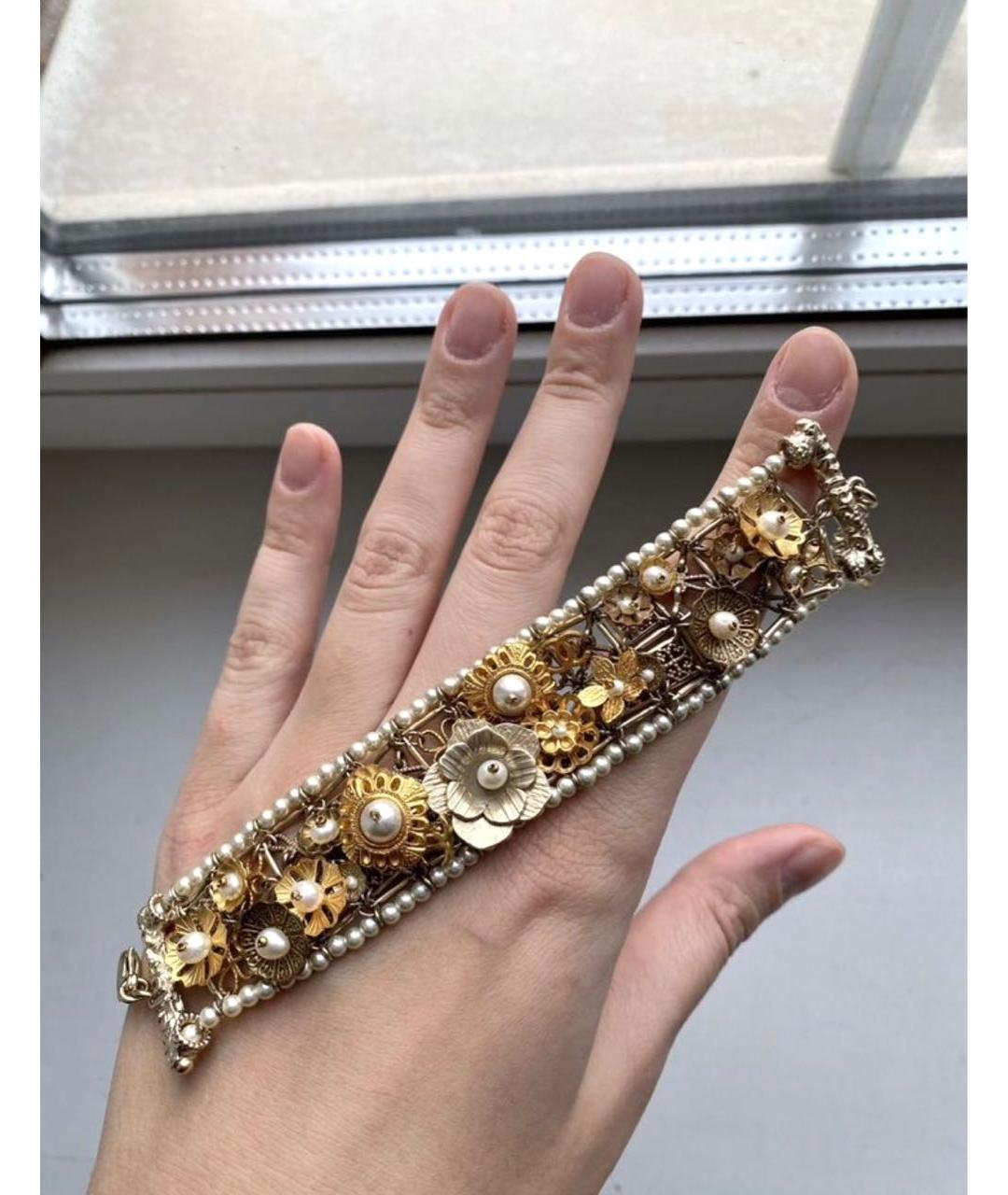 CHANEL Золотой металлический браслет, фото 7