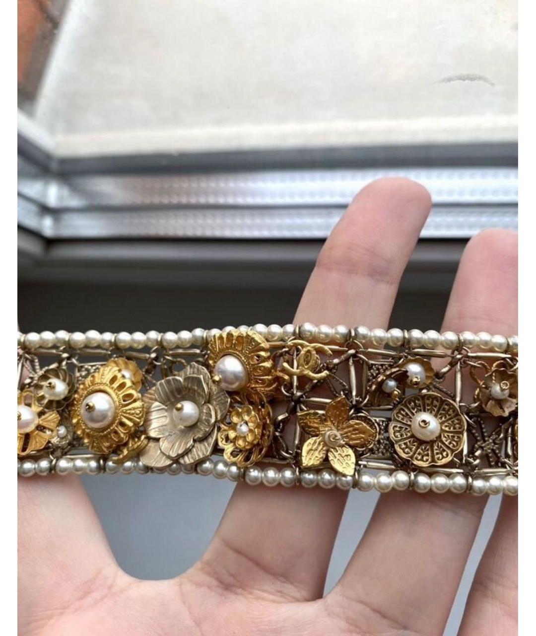 CHANEL Золотой металлический браслет, фото 6