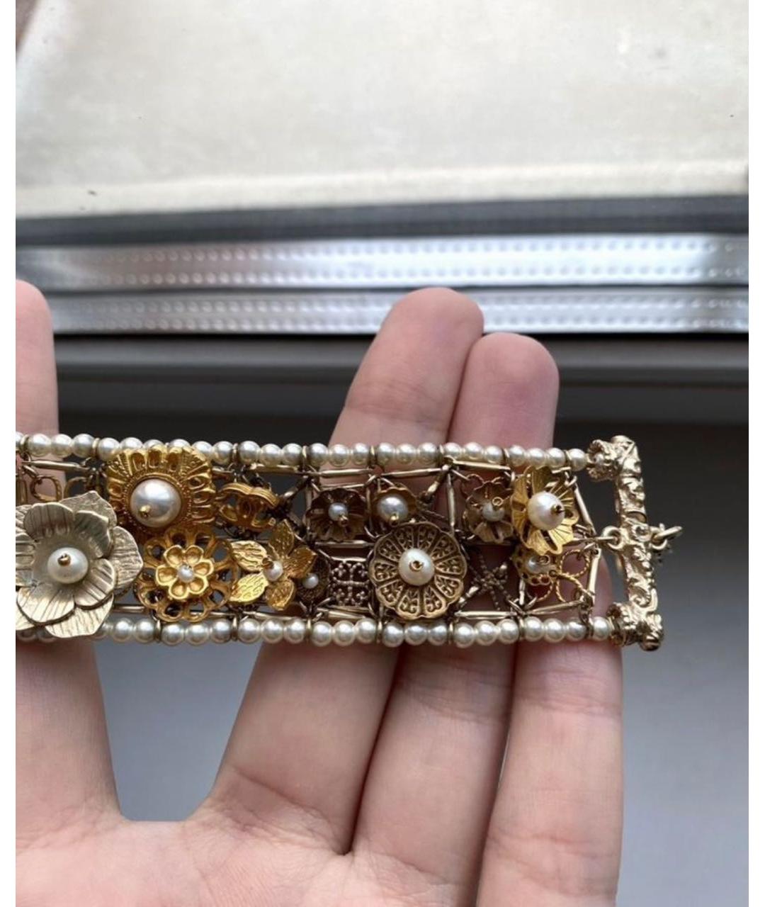 CHANEL Золотой металлический браслет, фото 5