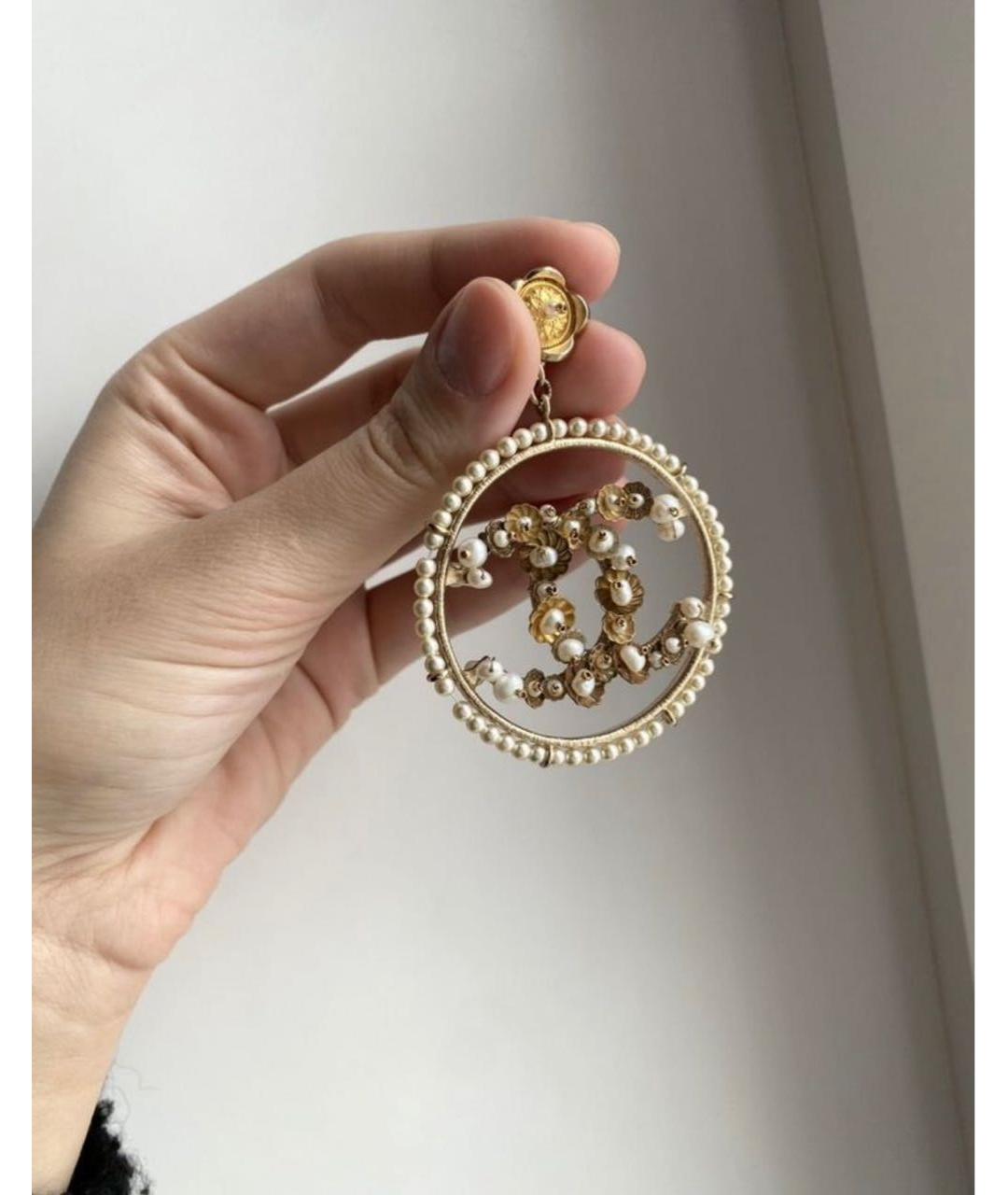 CHANEL Золотые металлические серьги, фото 7