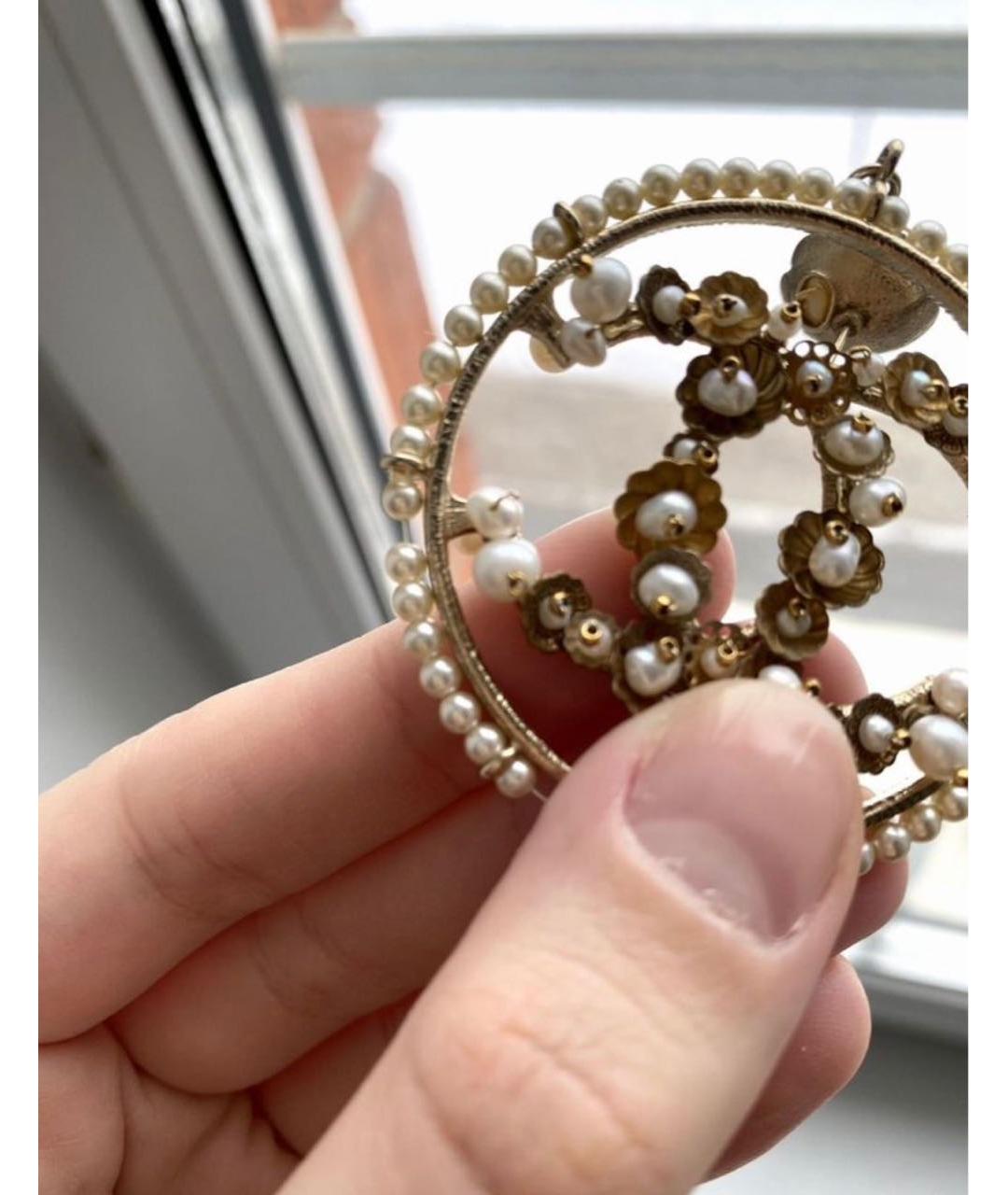 CHANEL Золотые металлические серьги, фото 6