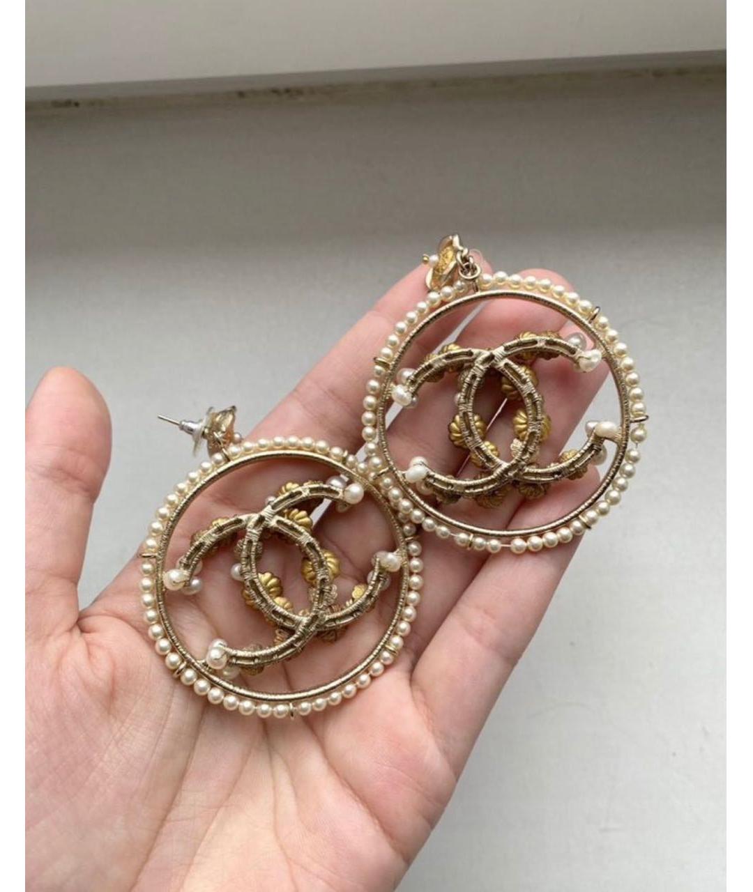 CHANEL Золотые металлические серьги, фото 2
