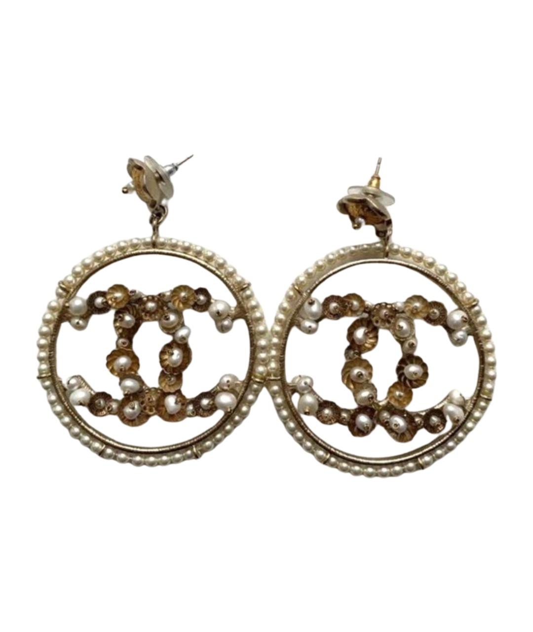 CHANEL Золотые металлические серьги, фото 1