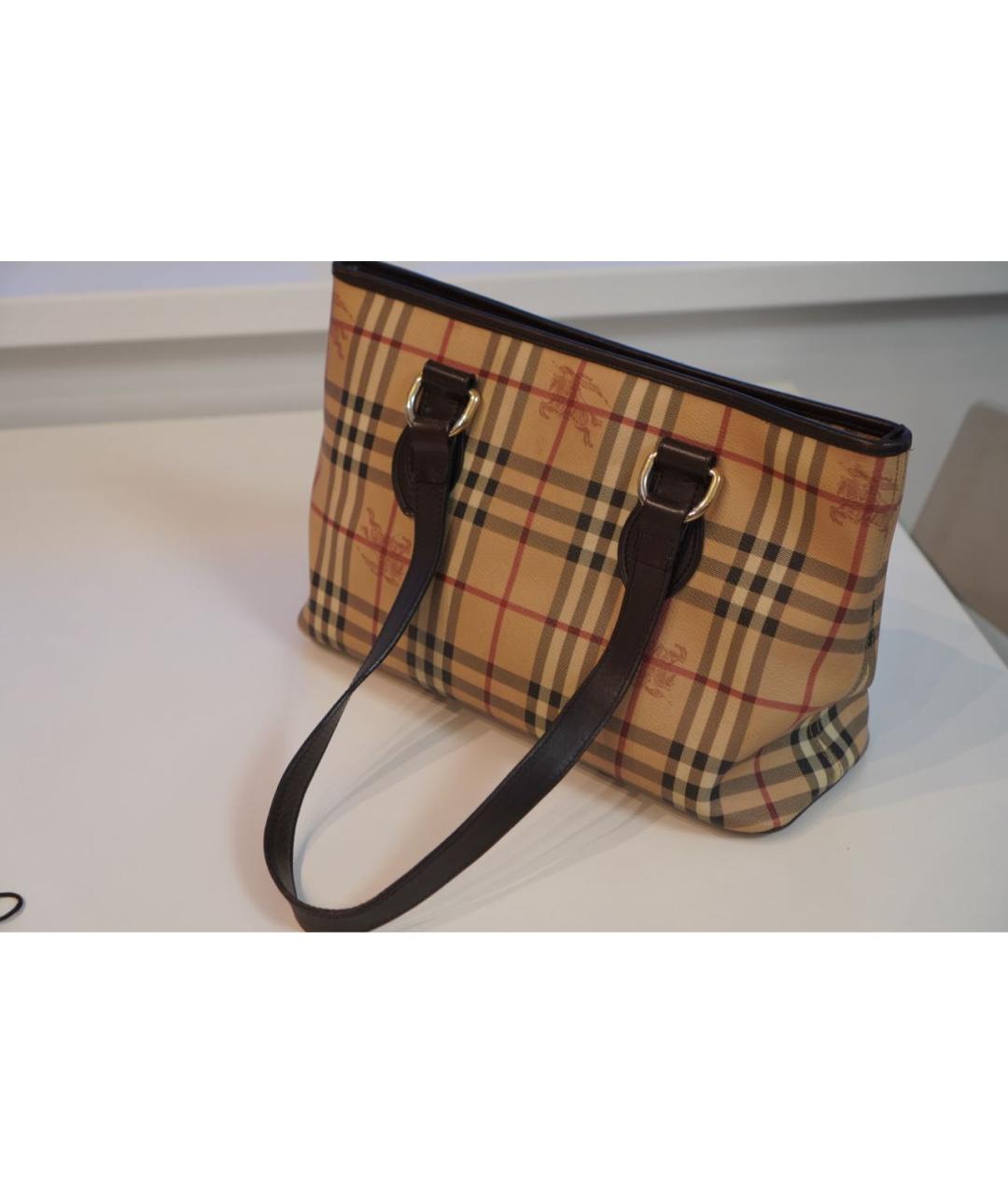 BURBERRY Бежевая кожаная сумка тоут, фото 9