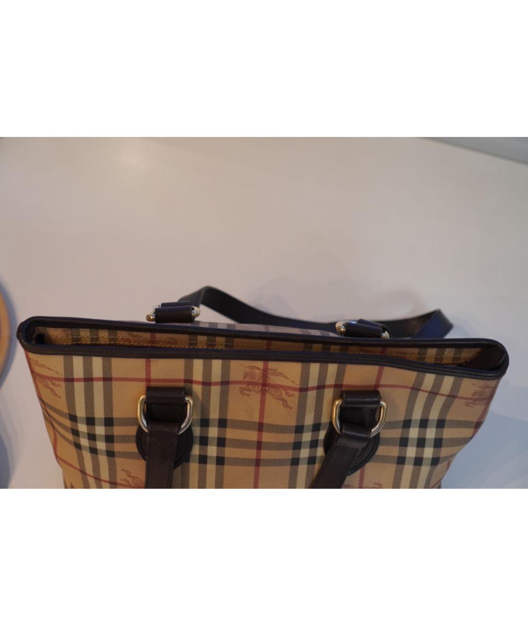 BURBERRY Бежевая кожаная сумка тоут, фото 3