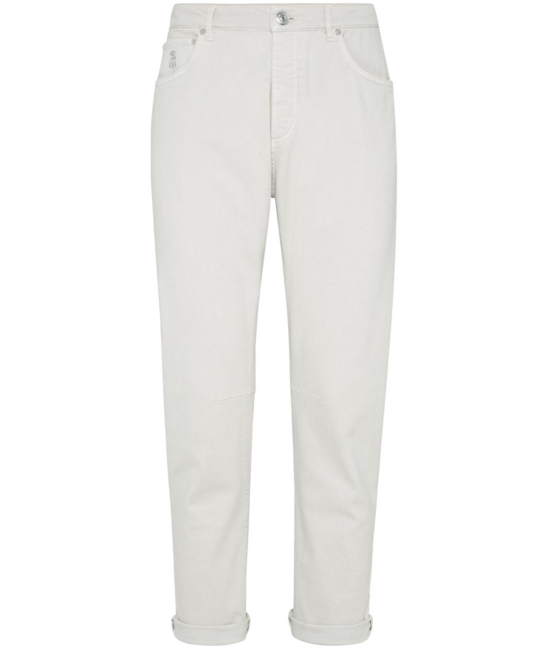 BRUNELLO CUCINELLI Белые хлопковые повседневные брюки, фото 1