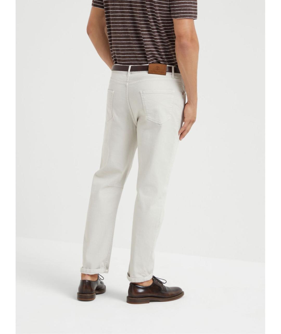 BRUNELLO CUCINELLI Белые хлопковые повседневные брюки, фото 4