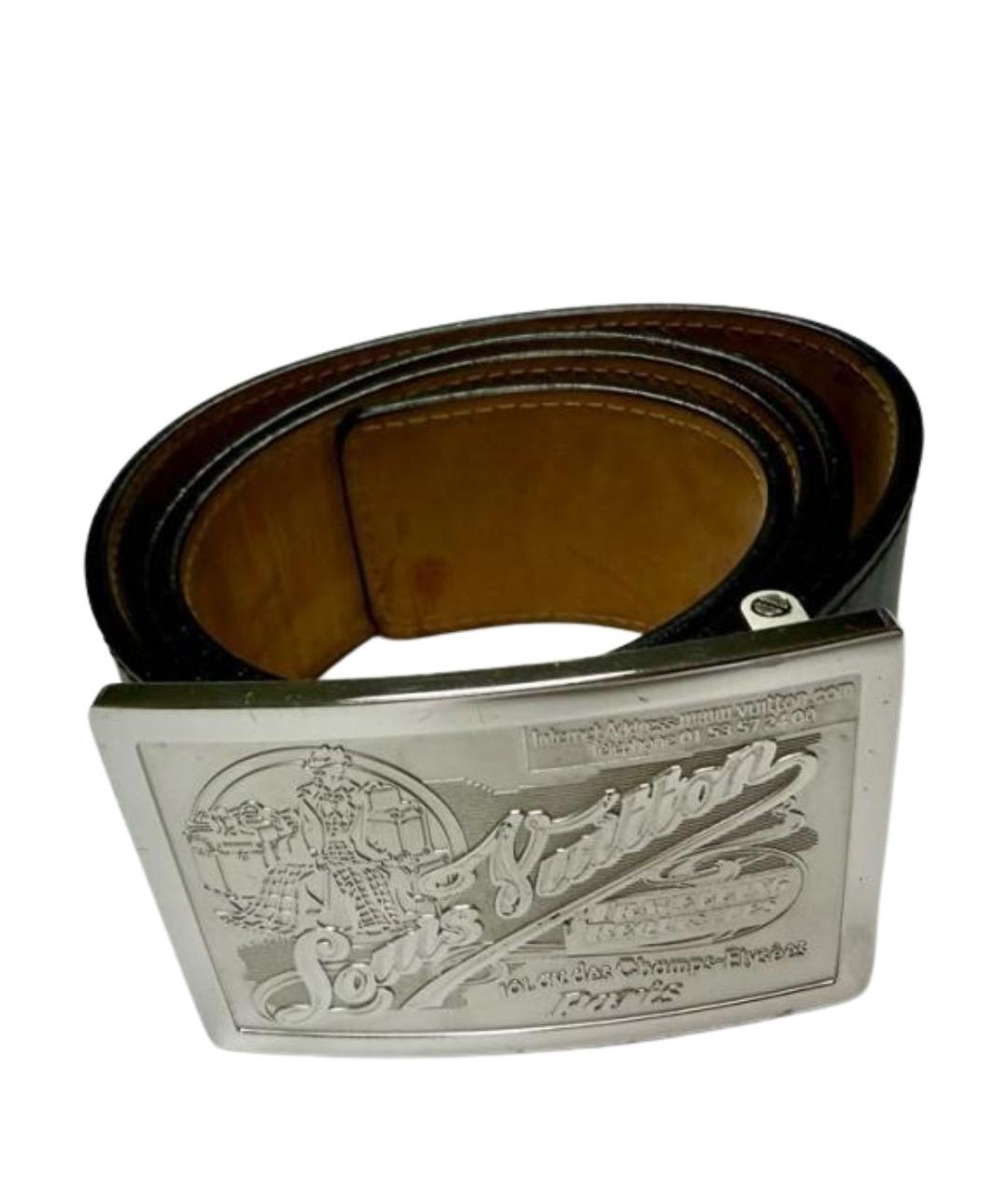 LOUIS VUITTON Черный кожаный ремень, фото 1