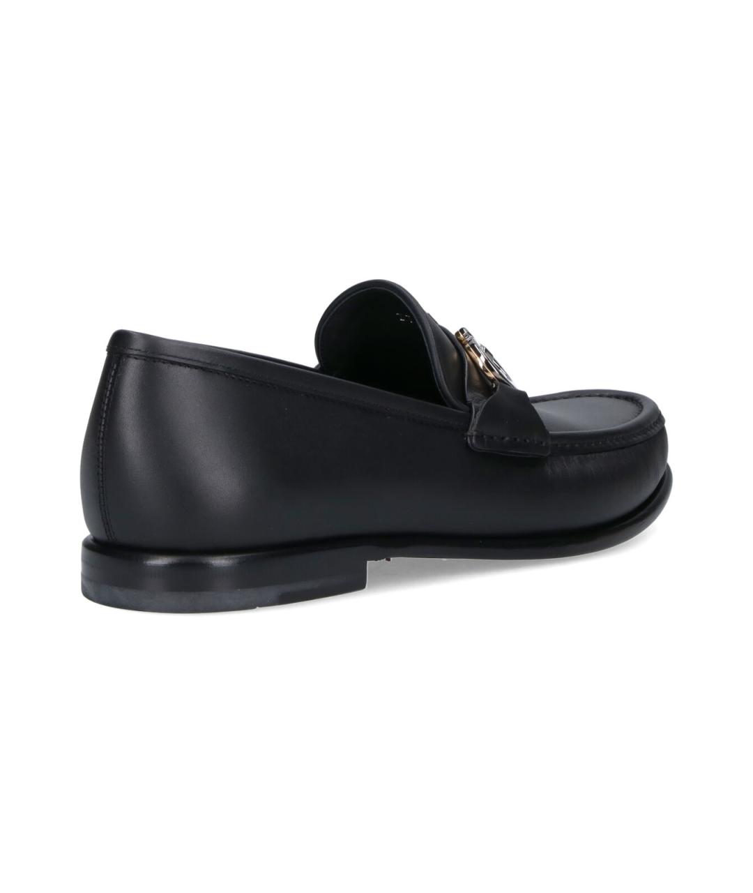 FERRAGAMO Черные кожаные лоферы, фото 4