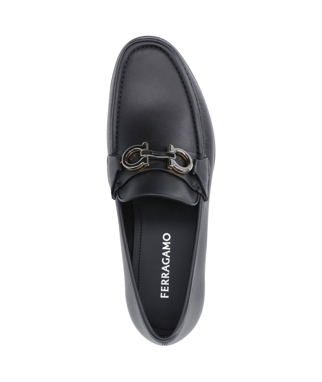 FERRAGAMO Черные кожаные лоферы, фото 5