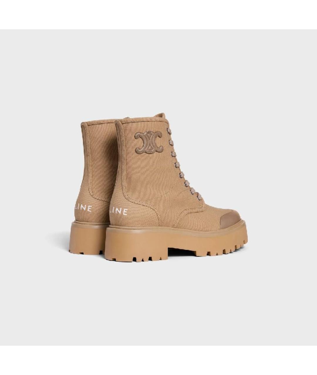 CELINE Бежевые текстильные ботинки, фото 5