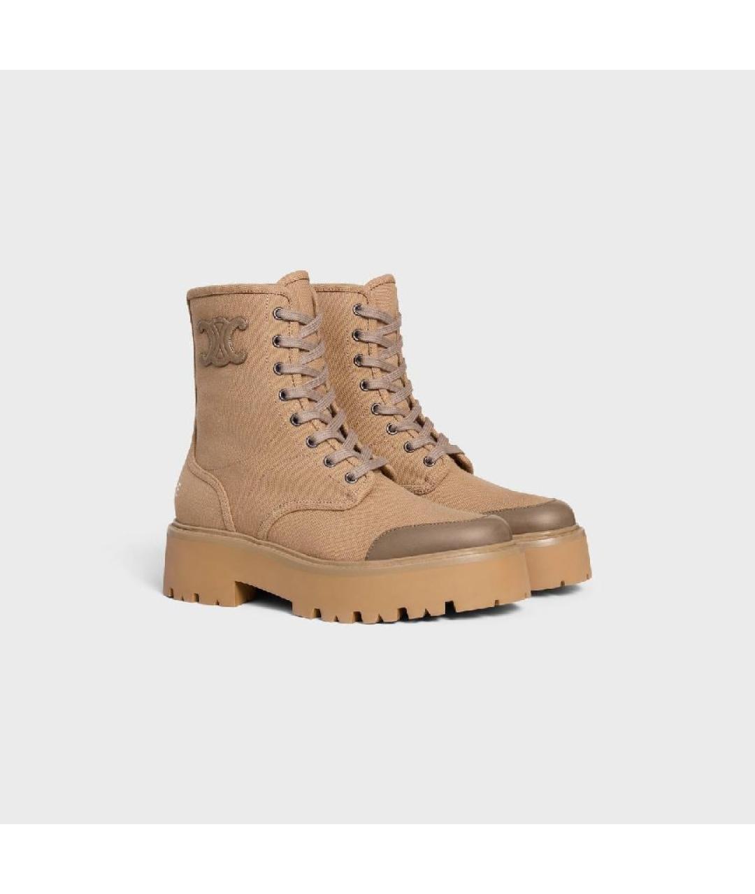 CELINE Бежевые текстильные ботинки, фото 2