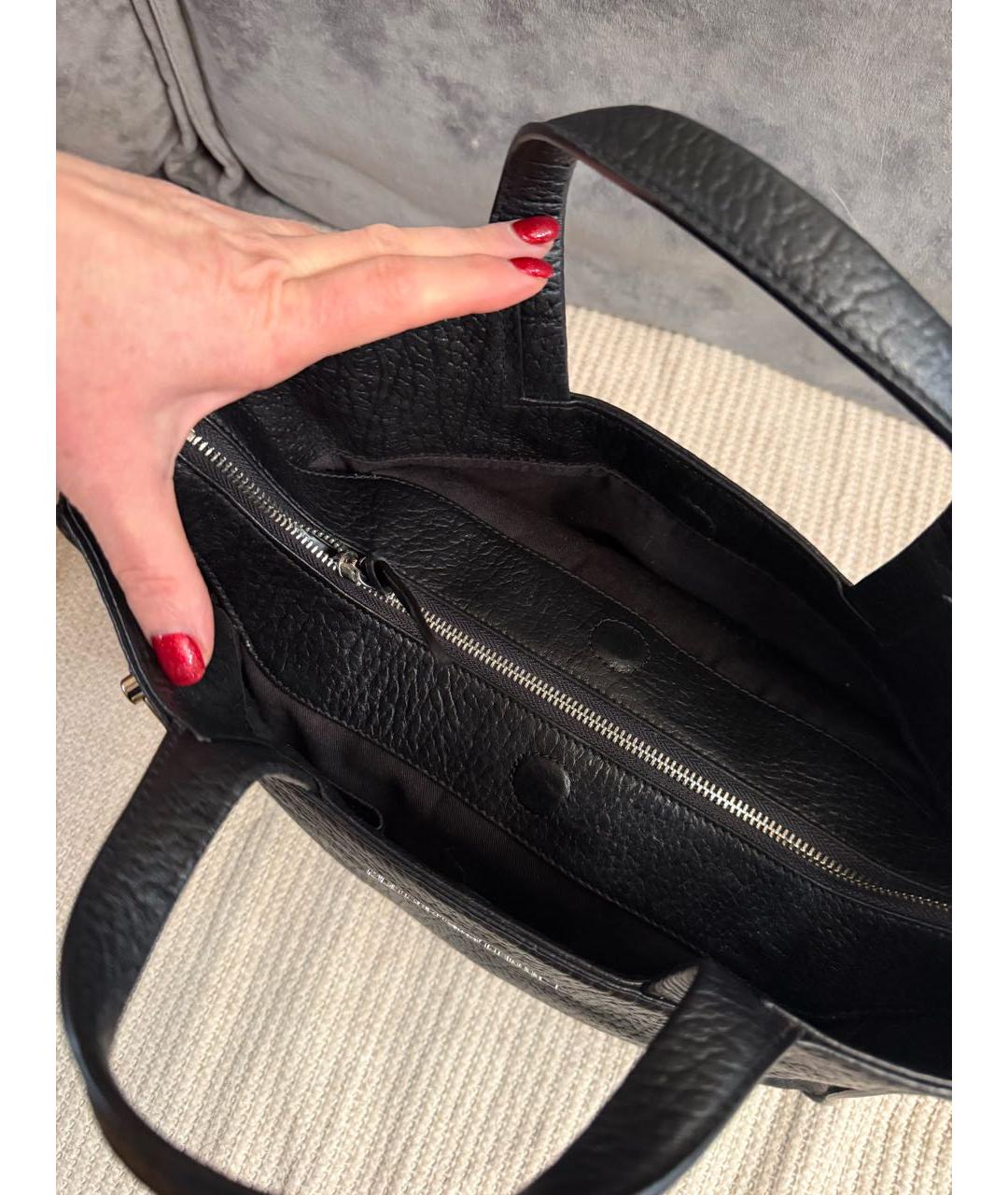 FERRAGAMO Черная кожаная сумка тоут, фото 4