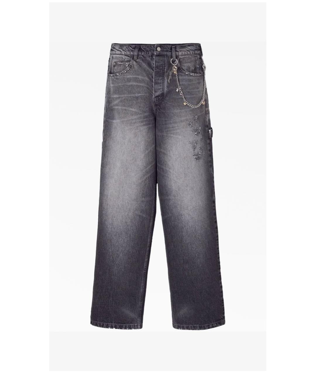 032C Серые хлопковые прямые джинсы, фото 2